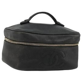 CHANEL Vanity Handtasche Caviar Leder Schwarz Gold CC Authentisch gh2069 Schwarz Golden