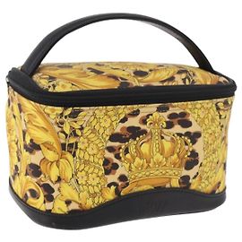 VERSACE Vanity Handtasche Canvas Gelbgold Authentisch 183101A Golden Gelb