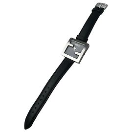 Vintage Fendi Lederarmbanduhr Schwarz Silber Schwarz