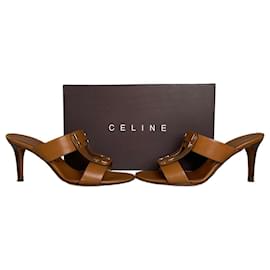 Céline Vintage Celine Leder-Sandaletten mit Absatz Tan EU36.5 Kamel