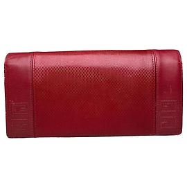 Vintage Givenchy Textured Leather Wallet Red Gold Red