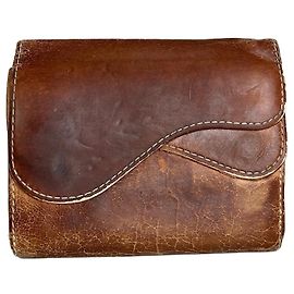 Carteira de couro vintage Vivienne Westwood Marrom Marrom