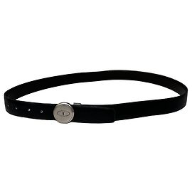 Yves Saint Laurent Cinto de couro vintage Saint Laurent preto com fivela prateada Preto