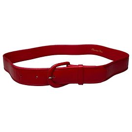 Cinto de couro vintage Dior fivela dourada vermelho Vermelho