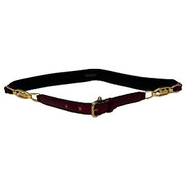 Céline Alça de ombro de couro vintage Celine Preto Borgonha Dourado Preto