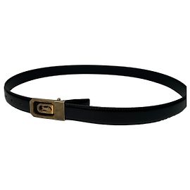 Céline Cinturón de cuero vintage Celine negro con hebilla dorada Negro
