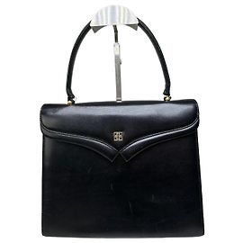 Borsa strutturata in pelle vintage Givenchy nera e oro Nero