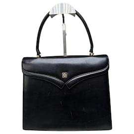 Vintage Givenchy Structured Leather Bag Black Gold Black