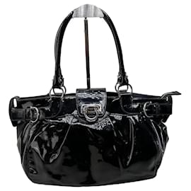 Salvatore Ferragamo Vintage Ferragamo Sofia Patent Handbag Black Silver Black