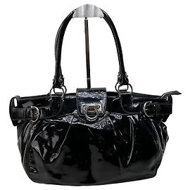 Salvatore Ferragamo Vintage Ferragamo Sofia Lackleder Handtasche Schwarz Silber Schwarz