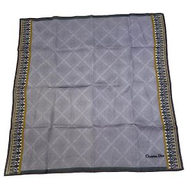 Vintage Dior Silk Scarf Light Lavender Dark Grey Material Tag Missing Grey