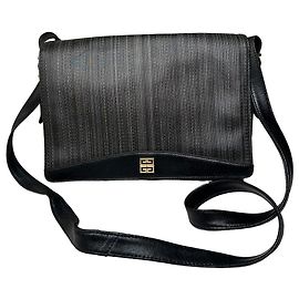 Borsa a tracolla vintage Givenchy in pelle testurizzata nera e oro Nero