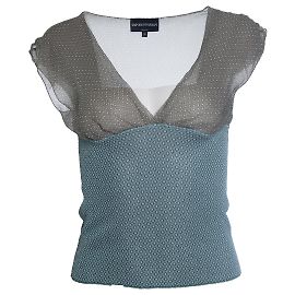 Emporio Armani, top grafico trasparente e in maglia Multicolore