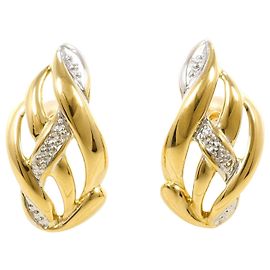Autre Marque Elegant 18K Gold Stud Earrings with Diamonds Golden