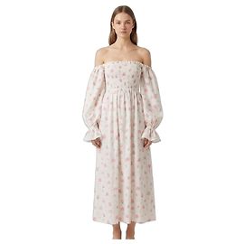 Autre Marque Robe Atlanta en lin à fleurs Blanc