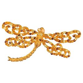 Autre Marque Spilla Lorene Paris a forma di libellula in oro con perle Altro