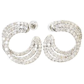Autre Marque Brincos de argolas de meio em diamante e platina 900 Outro