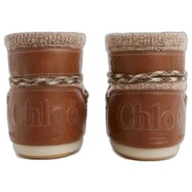 Botas de inverno Chloé x Moon Boot couro e tecido castanho Marrom