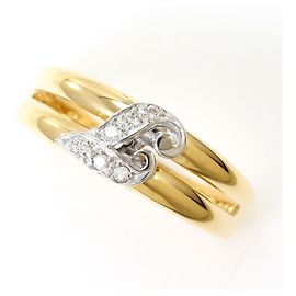 Autre Marque 18K Gold Band Ring with Diamond Golden