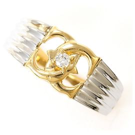 Autre Marque 18K Yellow Gold and Platinum Band Ring with Diamond Golden Other