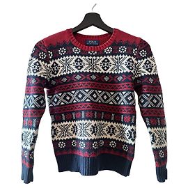 Polo Ralph Lauren Fair Isle Jacquard-Strickpullover Weiß Rot Dunkelblau