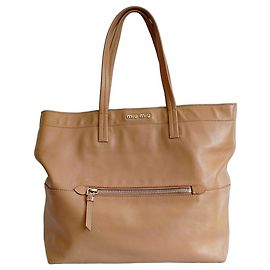 Bolsa Tote Miu Miu de couro marrom Marrom