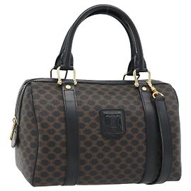 Céline Celine Macadam Handbag Macadam with leather Medium Black