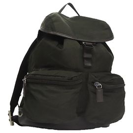 Prada Double Front Pocket Backpack Tessuto Medium Khaki