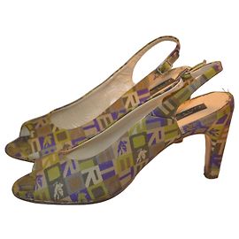 Etro Slingback Peep-Toe Damenschuhe Braun Beige Grün Grau Lila