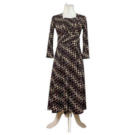 Robe vintage Courreges en polyester à empiècements marron et crème Marron