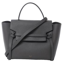 Céline Bolsa Celine Belt Bag Mini de couro 2way Cinza Cinza
