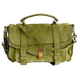 Proenza Schouler PS1 Medium Suede Handbag - Green Green