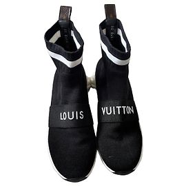 Louis Vuitton Sock Boots Black and White Black