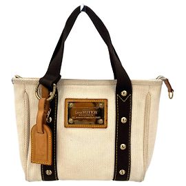 Louis Vuitton Bolsa Tote Antigua PM em lona Off White e Marrom Branco