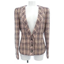 Chanel Collarless Jacket Black Pink Beige