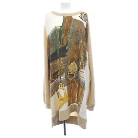 Hermès Robe en mélange de soie Twillaine Hermes Beige Vert