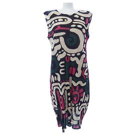Issey Miyake PLEATS PLEASE Robe plissée Noir Rose Beige