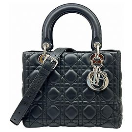 Christian Dior Lady Cannage in agnello nero - Borsa a tracolla da donna Nero