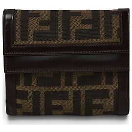 Fendi fold Wallet, FENDI Folding ZUCCA Pattern, Brown Brown