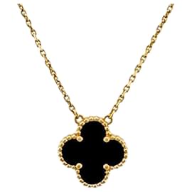 Van Cleef & Arpels Vintage Alhambra Halskette, Gelbgold, Damen. Schwarz