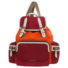 Burberry Nova Check Backpack/Daypack, Nylon Material, Women's, BURBERRY Orange