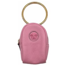 VERSACE Bolsa de mão com anel Versace para pequenos objetos em couro rosa feminina Rosa