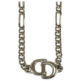 Collana Christian Dior Vintage CD Logo Argentata da Donna Argento