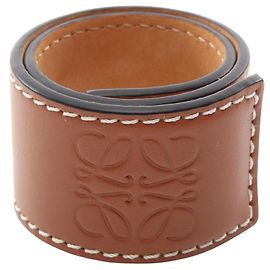 Pulsera Slap Anagram Loewe, Cuero, Mujer, Marrón Castaño
