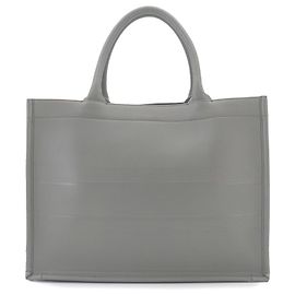 Bolsa Christian Dior Book Tote Bag Medium, Couro, Cinza Marrom