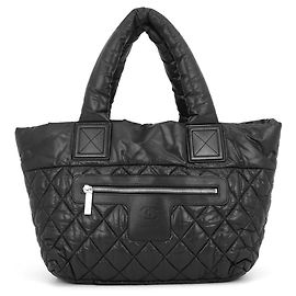 Borsa Tote CHANEL Matelassé Coco Mark Cocoon Small Nylon Black Borsa da donna Nero