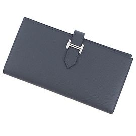 Hermès Carteira longa Hermes Bearn Soufflé, Gris Misty em couro Epsom, K Stamp, HERMES WALLET Marrom