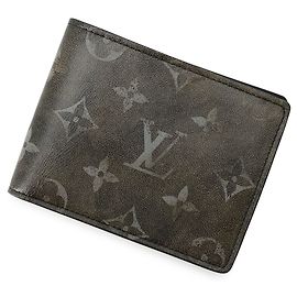 Louis Vuitton fold Wallet Brushed Monogram Portefeuille Slender Men's Black LOUIS VUITTON WALLET Black