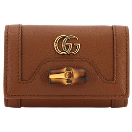 Gucci Bamboo -Key Case, Leather, Brown, , Gold Hardware. Brown