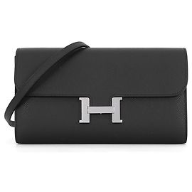 Hermès Hermes Constance To Go Long Wallet, Black Epsom Leather, G Stamp, Shoulder HERMES WALLET Black